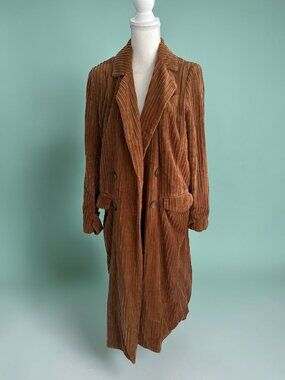 FREE PEOPLE Brown Tan Corduroy Trench Long Coat Size XS